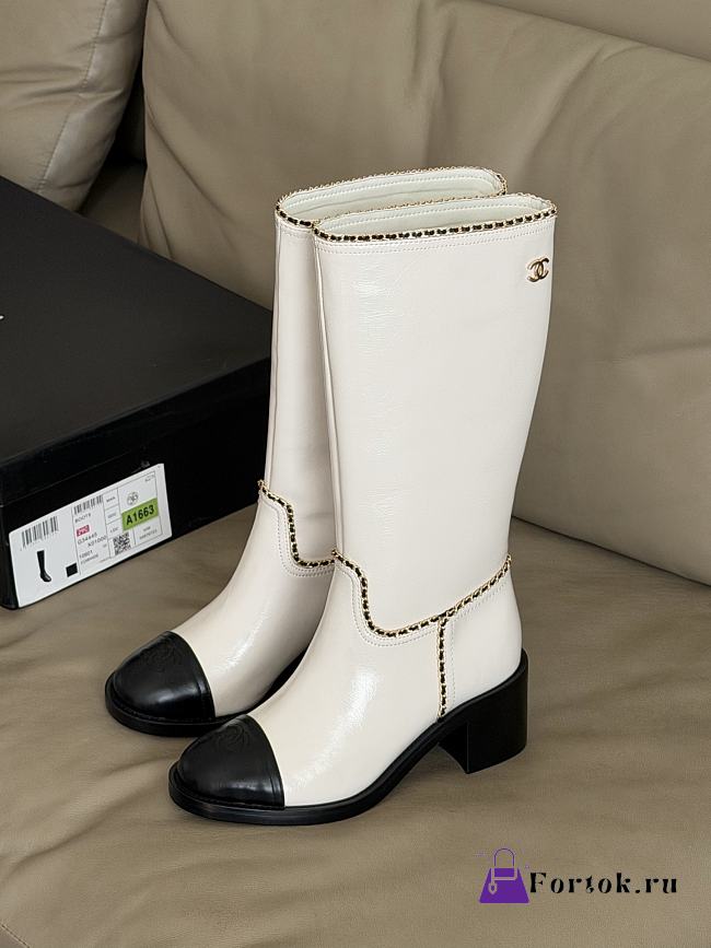 Fortok Chanel Knee-High Boots White - 1