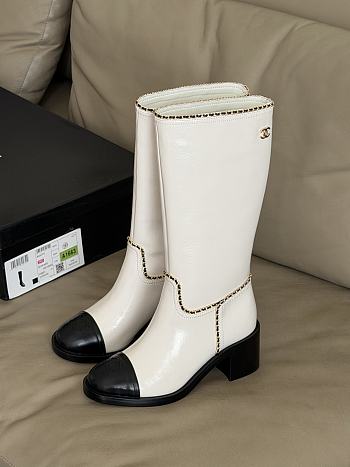 Fortok Chanel Knee-High Boots White