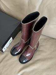 Fortok Chanel Knee-High Boots Burgundy - 6