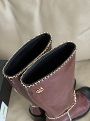 Fortok Chanel Knee-High Boots Burgundy - 5