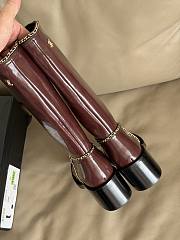 Fortok Chanel Knee-High Boots Burgundy - 3