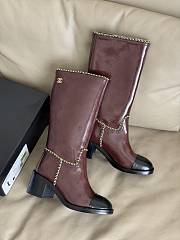 Fortok Chanel Knee-High Boots Burgundy - 2