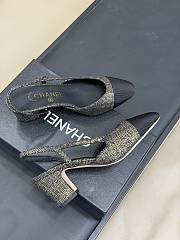 Fortok Chanel sling back high heel Tweed  - 5