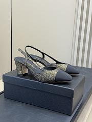 Fortok Chanel sling back high heel Tweed  - 3