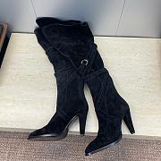 Fortok YSL Saint Laurent Black Suede Knee Length Boots 9.5cm - 2