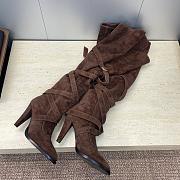 Fortok YSL Saint Laurent Brown Suede Knee Length Boots 9.5cm - 1