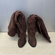 Fortok YSL Saint Laurent Brown Suede Knee Length Boots 9.5cm - 4