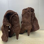 Fortok YSL Saint Laurent Brown Suede Knee Length Boots 9.5cm - 2