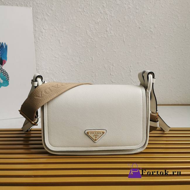 Fortok Prada White Leather Shoulder Bag 24x15x8CM  - 1