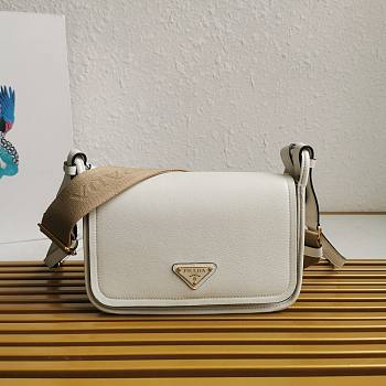 Fortok Prada White Leather Shoulder Bag 24x15x8CM 