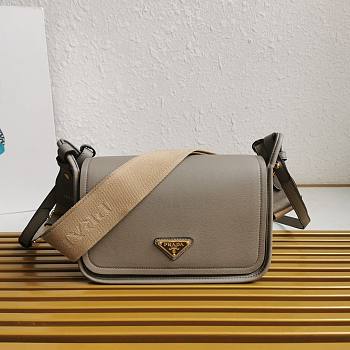 Fortok Prada Taupe Leather Shoulder Bag 24x15x8CM 