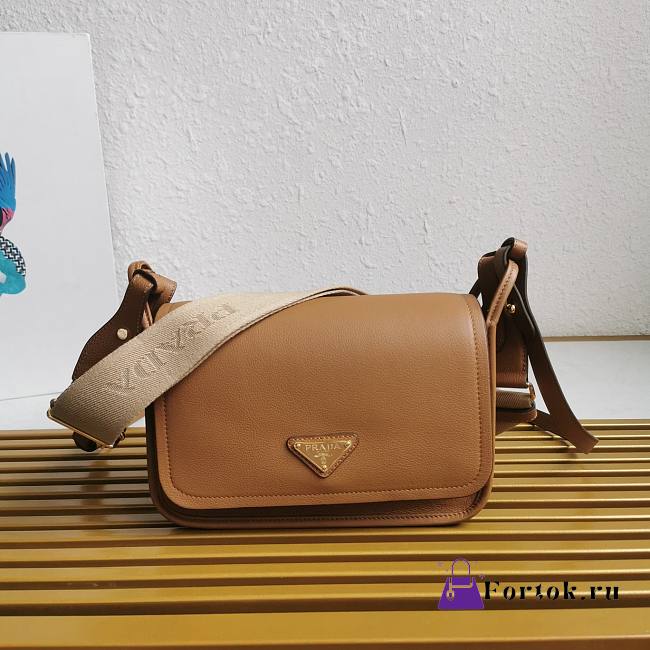 Fortok Prada Brown Leather Shoulder Bag 24x15x8CM  - 1