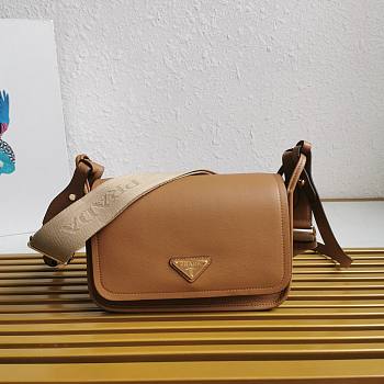 Fortok Prada Brown Leather Shoulder Bag 24x15x8CM 