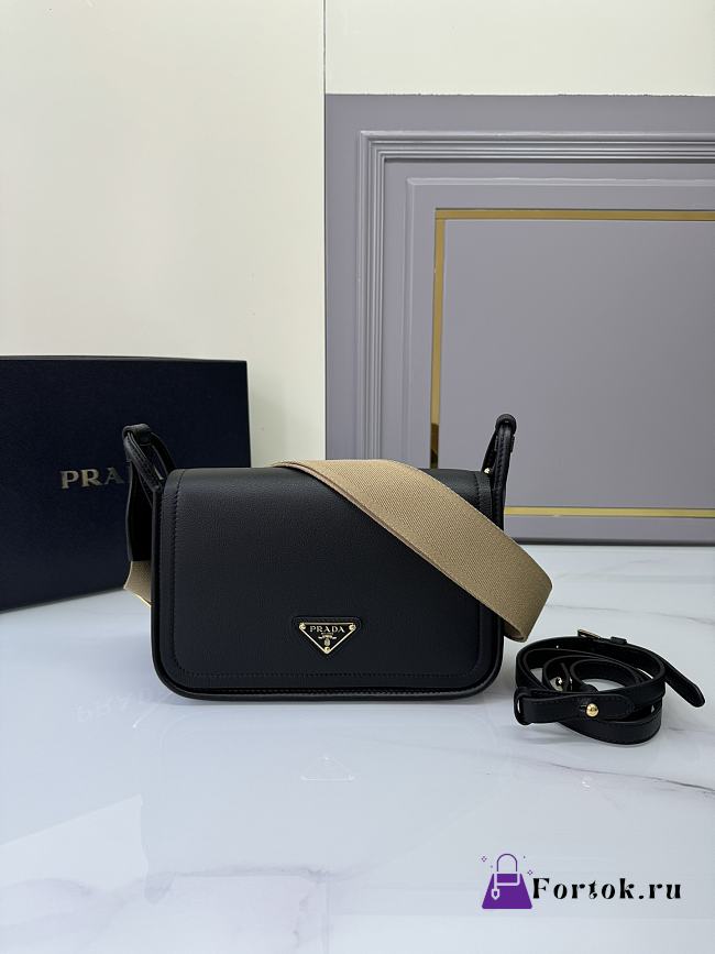 Fortok Prada Black Leather Shoulder Bag 24x15x8CM  - 1