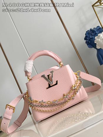 Fortok Louis Vuitton Capucines Mini bag in pink Taurillon 14 x 8 x 21cm