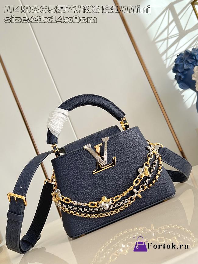 Fortok Louis Vuitton Capucines Mini bag in Navy Blue Taurillon 14 x 8 x 21cm - 1