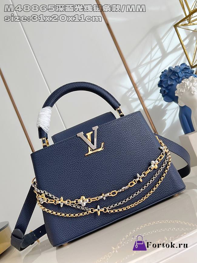 Fortok Louis Vuitton Capucines Large bag in Navy Blue Taurillon 31.5x20x11cm - 1