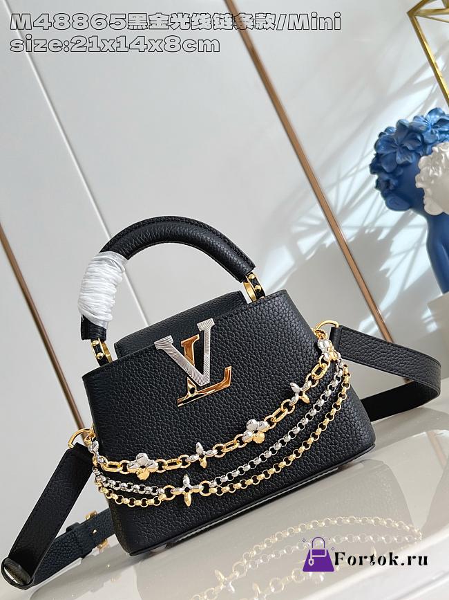 Fortok Louis Vuitton Capucines Mini bag in Black Taurillon 14 x 8 x 21cm - 1