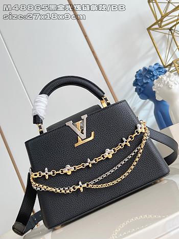 Fortok Louis Vuitton Capucines bag in Black Taurillon 27 x 17.3 x 9cm