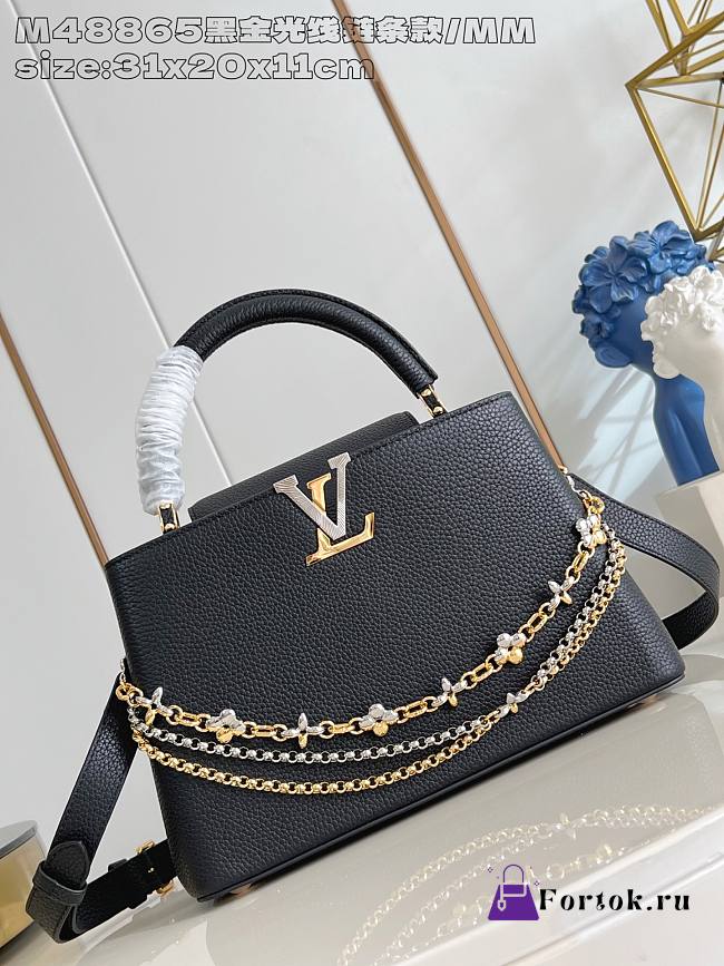 Fortok Louis Vuitton Capucines Large bag in Black Taurillon 31.5x20x11cm - 1