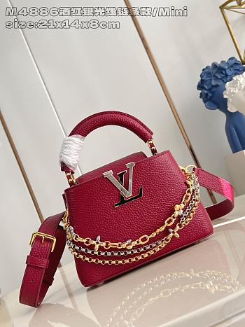Fortok Louis Vuitton Capucines Mini bag in Red Taurillon 14 x 8 x 21cm