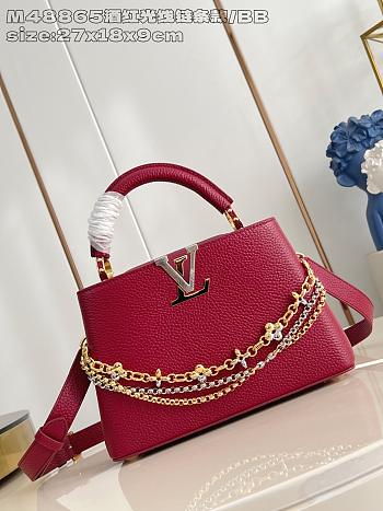 Fortok Louis Vuitton Capucines bag in Red Taurillon 27 x 17.3 x 9cm