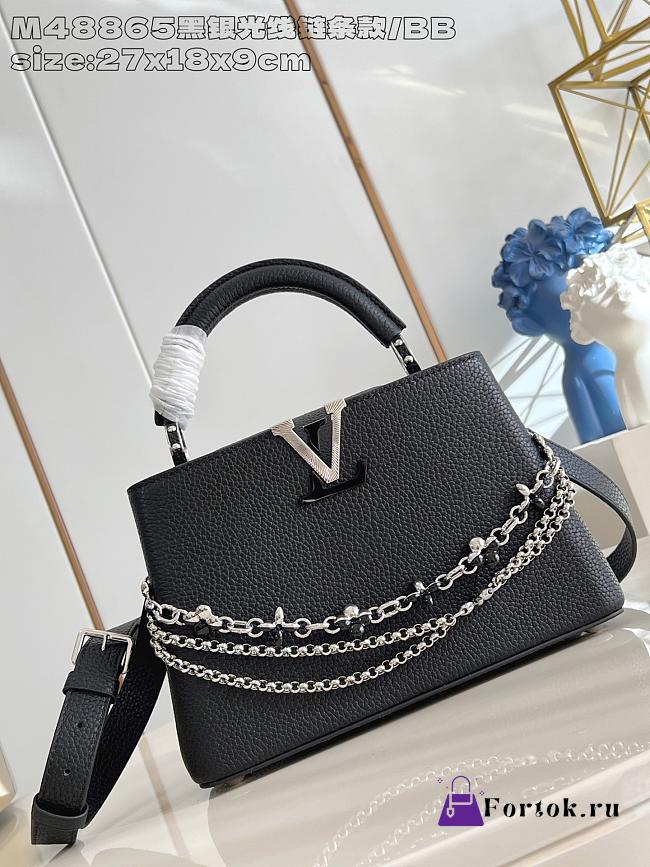 Fortok Louis Vuitton Capucines bag in Black Taurillon Silver Hardware 27 x 17.3 x 9cm - 1