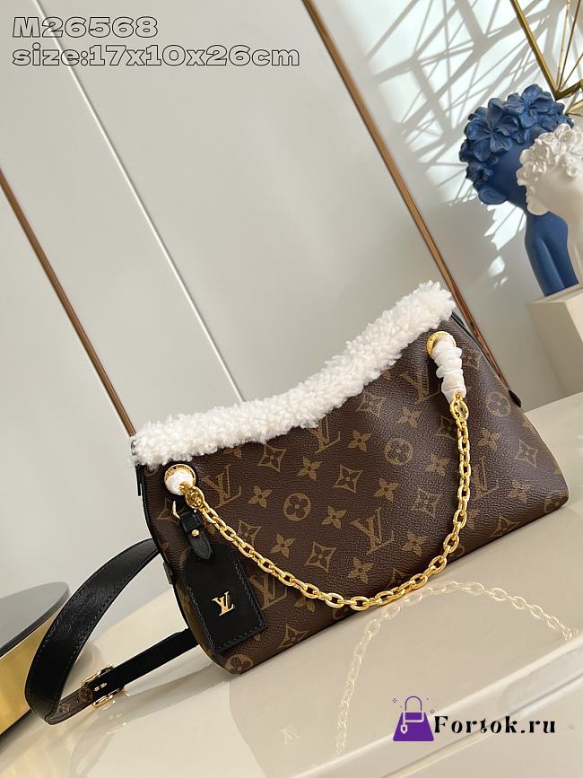 Fortok Louis Vuitton CarryAll BB bag Monogram canvas shearling 17 x 10 x 26cm - 1