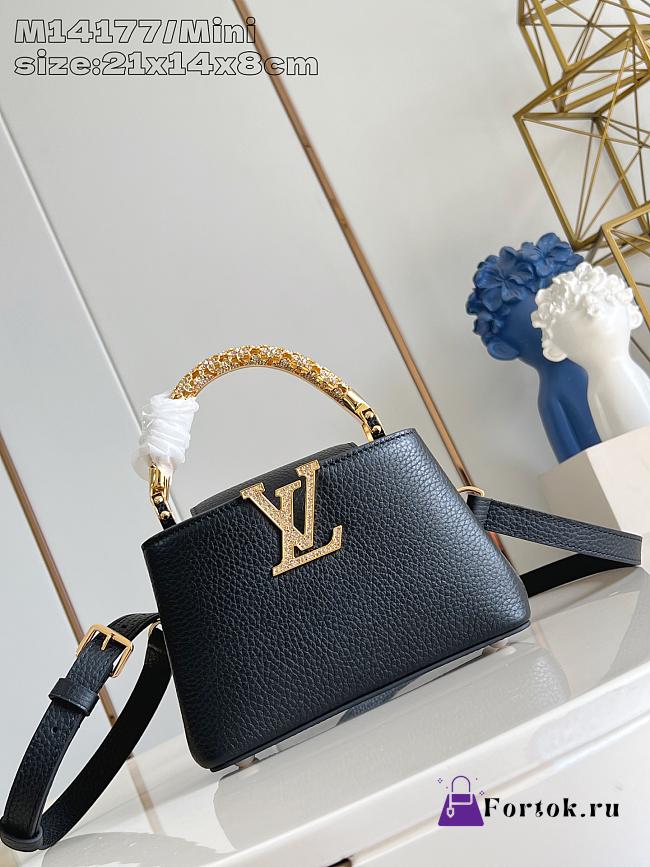 Fortok Louis Vuitton Capucines Mini handbag in black Taurillon gold handle 21 x 13.6 x 8cm - 1