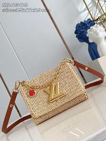 Fortok Louis Vuitton Twist Slim Small Raffia 15 x 7 x 19cm