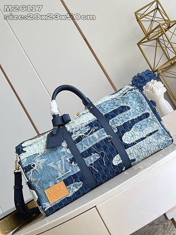 Fortok Louis Vuitton Keepall Bandoulière 50 Denim 29 x 23 x 50cm