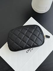 Fortok Chanel Cosmetic Pouch Caviar Black 20×14×6cm - 3
