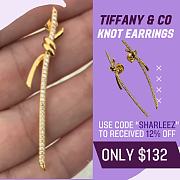 Fortok Tiffany & Co Knot with Diamonds Long Earrings Gold - 1
