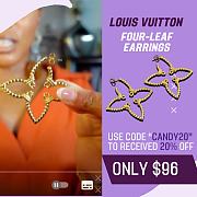 Fortok Louis Vuitton Four-leaf Clover Hollow Twist Earrings - 1