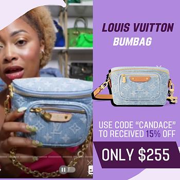 Fortok Louis Vuitton Mini Bumbag Sky Blue Monogram Denim M83353 17x12x9.5cm 