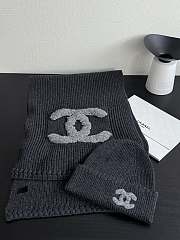 Fortok Chanel Set Scarf and Beanie Grey  - 1