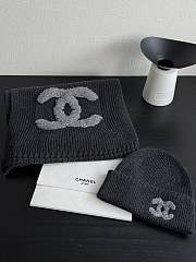 Fortok Chanel Set Scarf and Beanie Grey  - 2