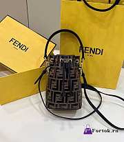 Fortok Fendi Mon Tresor Leather Bag With Embossed Ff Monogram in Brown 12x18x10cm - 6