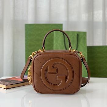 Fortok Gucci Blondie Top Handle Bag Brown 17x15x9cm