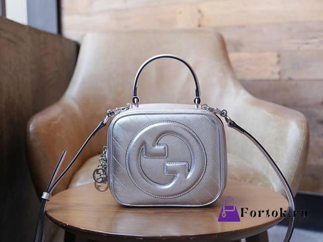 Fortok Gucci Blondie Top Handle Bag Silver 17x15x9cm - 1