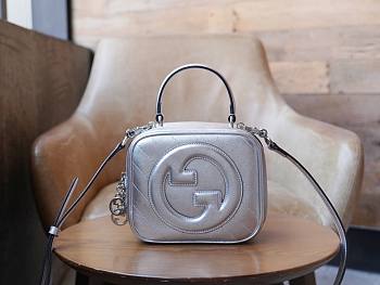 Fortok Gucci Blondie Top Handle Bag Silver 17x15x9cm