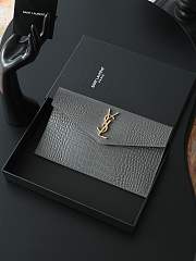 Fortok Saint Laurrent Ysl Uptown Pouch In Crocodile Embossed Grey 27×16×2cm  - 4