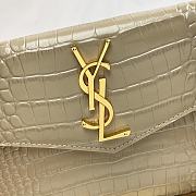 Fortok Saint Laurrent Ysl Uptown Pouch In Crocodile Embossed Brown 27×16×2cm  - 4