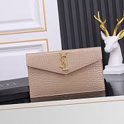 Fortok Saint Laurrent Ysl Uptown Pouch In Crocodile Embossed Beige  27×16×2cm - 1