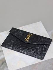 Fortok Saint Laurrent Ysl Uptown Pouch In Crocodile Embossed Black 27×16×2cm - 6