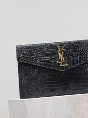 Fortok Saint Laurrent Ysl Uptown Pouch In Crocodile Embossed Black 27×16×2cm - 4