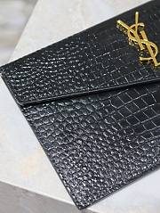 Fortok Saint Laurrent Ysl Uptown Pouch In Crocodile Embossed Black 27×16×2cm - 2