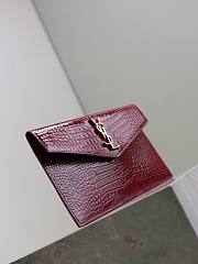 Fortok Saint Laurrent Ysl Uptown Pouch In Crocodile Embossed Red 27×16×2cm - 5