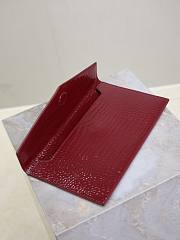 Fortok Saint Laurrent Ysl Uptown Pouch In Crocodile Embossed Red 27×16×2cm - 3