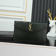 Fortok Saint Laurrent Ysl Uptown Pouch In Crocodile Embossed Green 27×16×2cm - 1